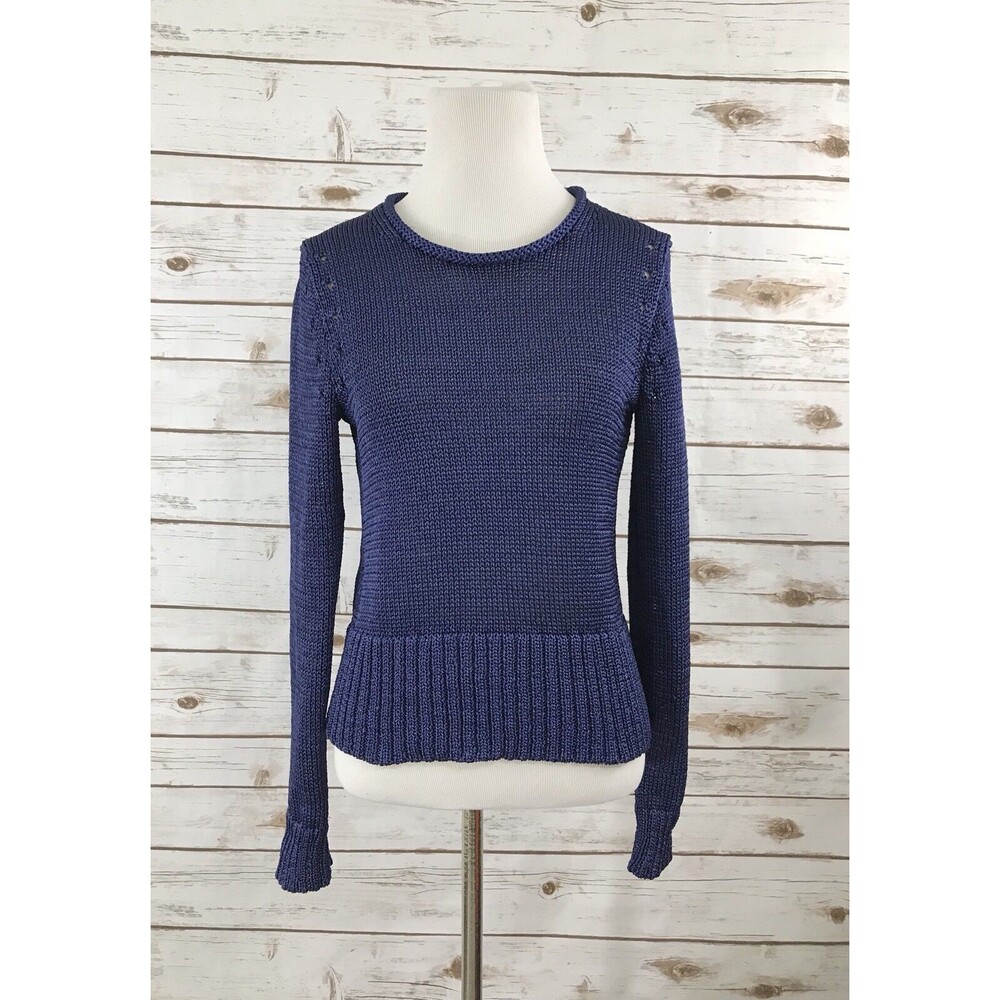 Banana Republic Women's‎ Blue Metallic Long Sleeve Heavy Sweater XS $98